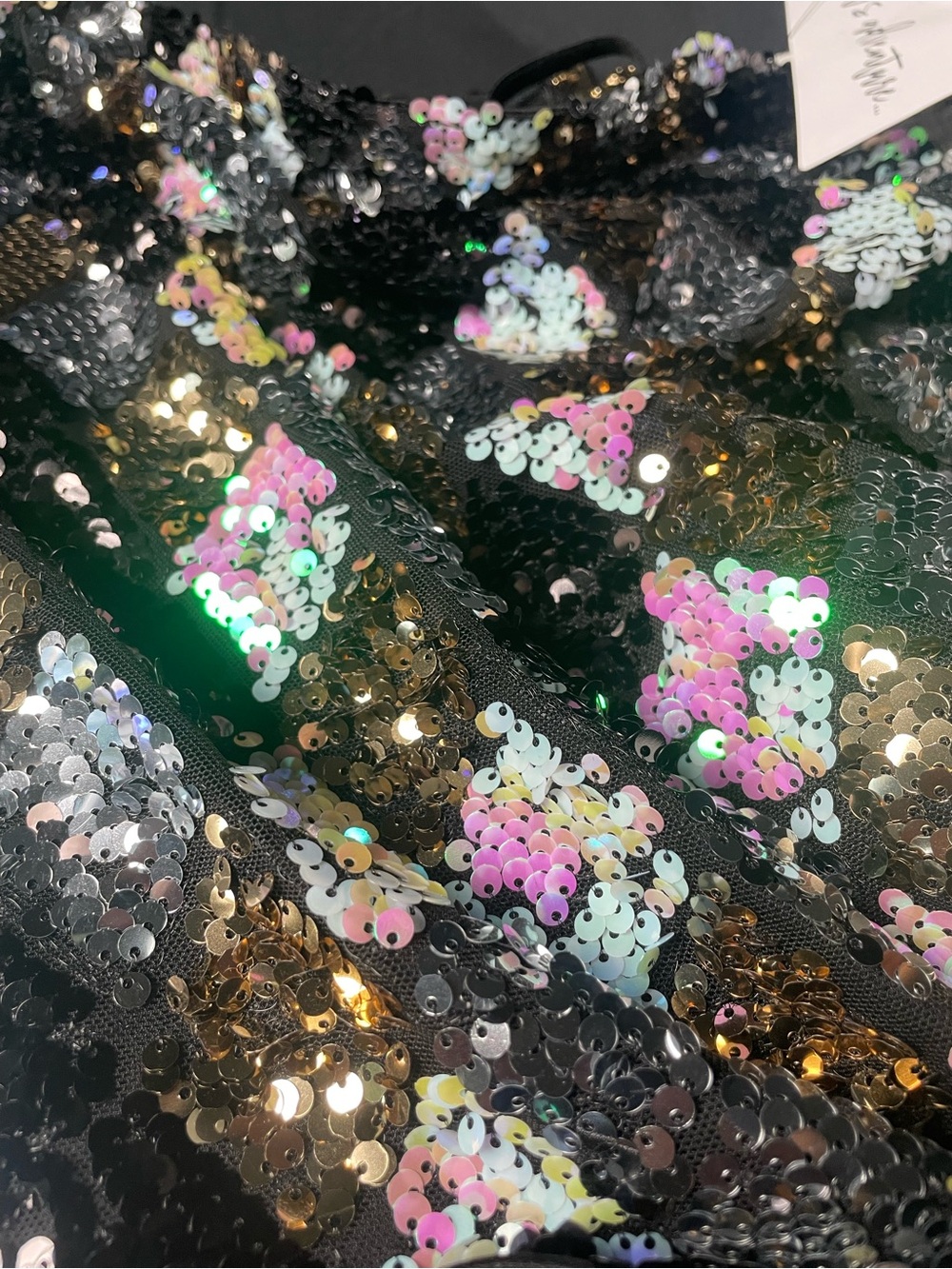 NWT 12th Tribe Girls' Sequin Diamond Party Dress - Black, Pink & Mint - Picture 8 of 8